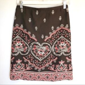 LOFT Silk Blend Paisley Heart Pencil Skirt